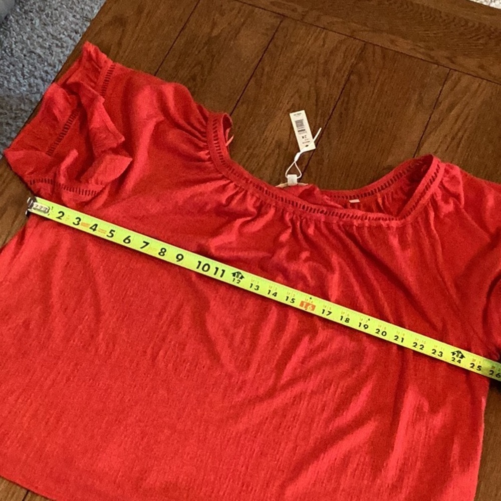 Women's Red Ruffle Sleeve Top - Picture 6 of 14